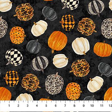 Hallow's Eve Multi Black, Pumpkins all over small