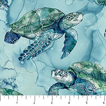 Sea Breeze- Turtles- Blue Teal Multi