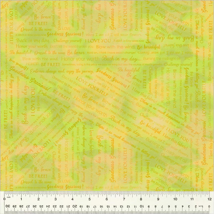 Windham Fabrics - Goodness Gracious - Collaged Phrases - Lime