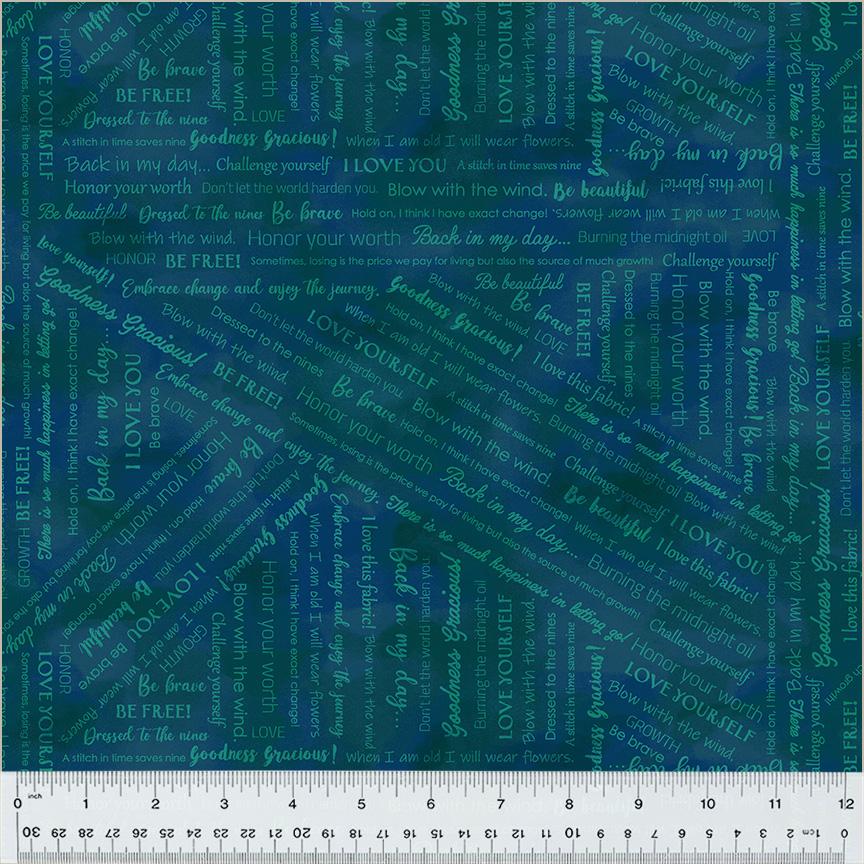 Windham Fabrics - Goodness Gracious - Collaged Phrases - Navy