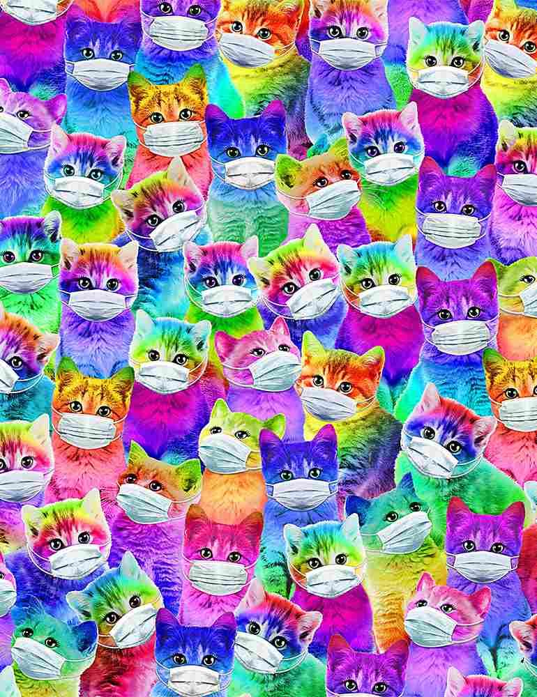 Bright Cartoon Cats With Masks