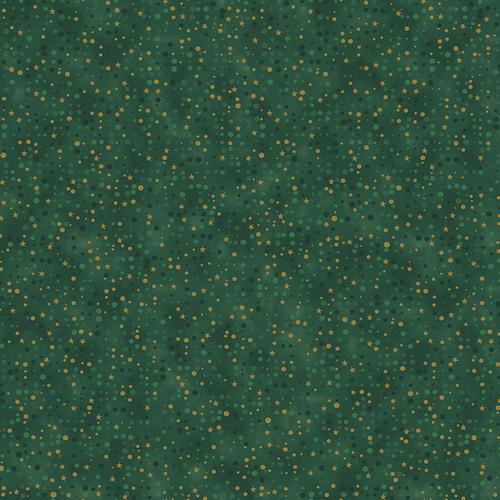 Christmas Is Near Green/w Metsllic Gold Dots and Stars