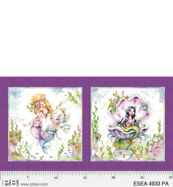 Enchanted Seas- Purple Mermaids Big Block Panel
