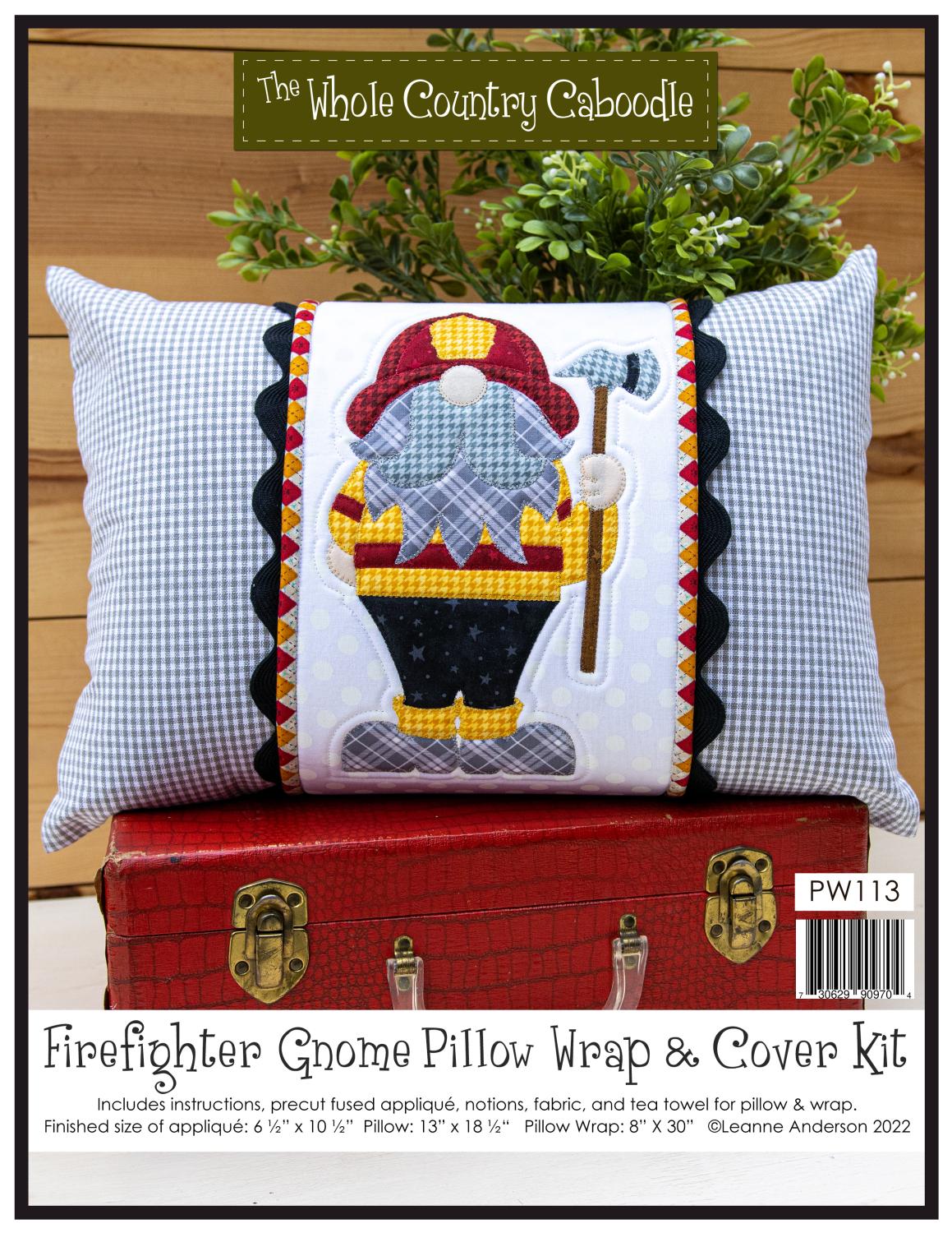 Firefighter Gnome Pillow Wrap & Cover