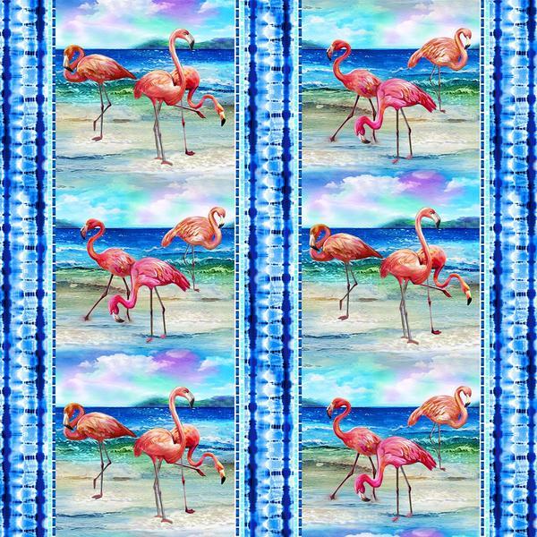 Flamingos Senic Stripe Blue