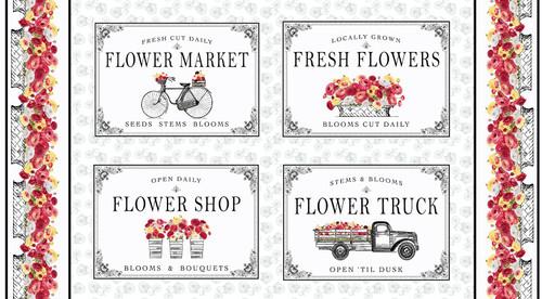 Flower Market - White Multi 13 x 9 Blocks