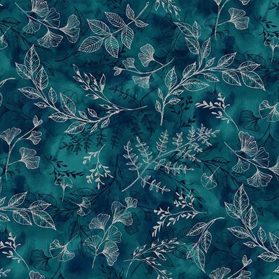 Fly Home Teal/Silver Leaves