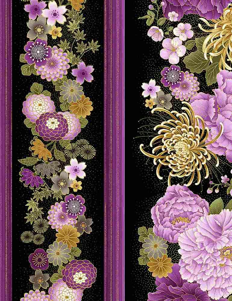 Japanese Purple Floral 11" Stripe
