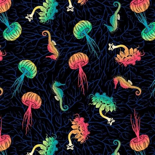 Jelly Fish & Sea Horses - Black