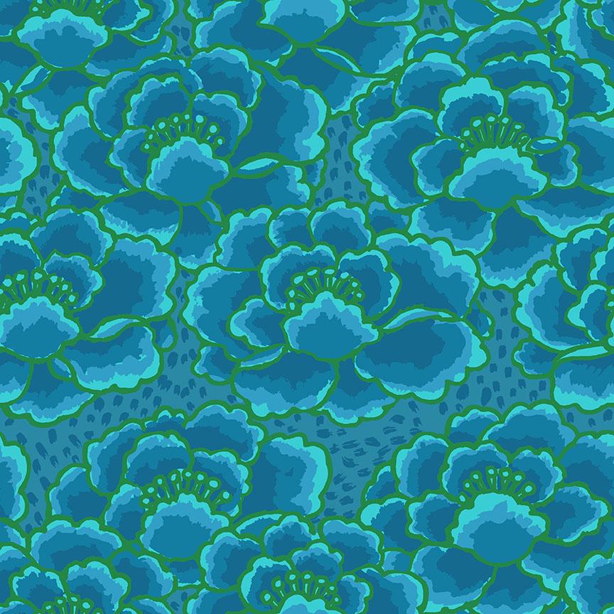 Kaffe Fassett Collective - February 2023 - Tonal Floral - Turquoise