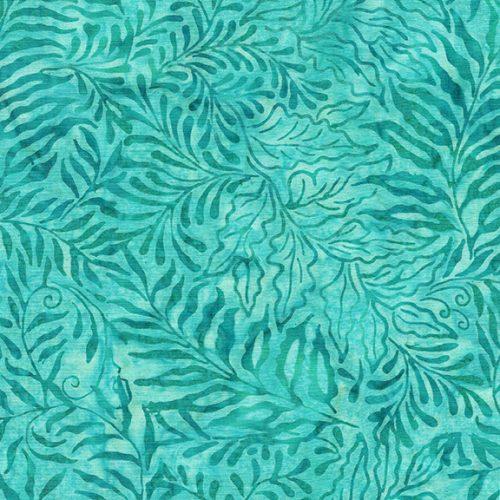 Leaves and Ferns - Teal Surf  Island Batik