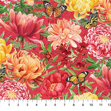 Morning Blossom- Feature Floral Multi Red