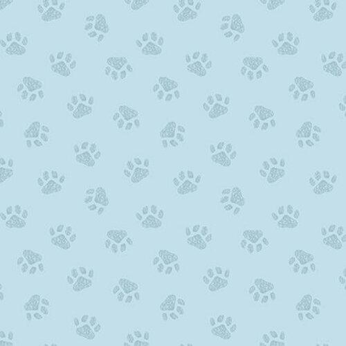 Off the Leash-  Tossed Paw Prints Blue