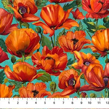 Packed Poppies - Turquoise Multi  Charisma