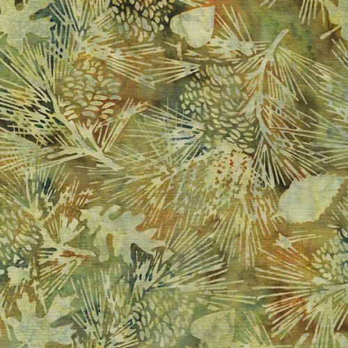 Pine Leaves Cones - Green Cactus  Island Batik