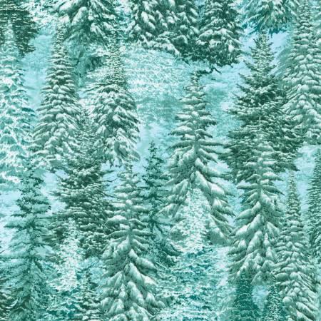 Pine Trees - Aqua Snowy Brook