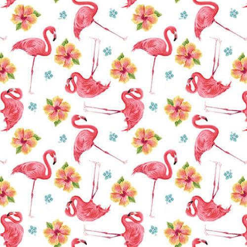 Pink Paradise- Small Tossed Flamingos