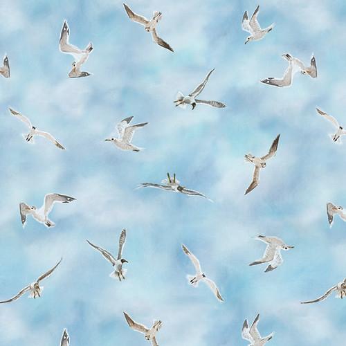 Seagulls Flying - Sky Blue