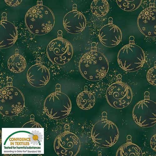 Small Christmas Balls Green/Gold Petit Cristal