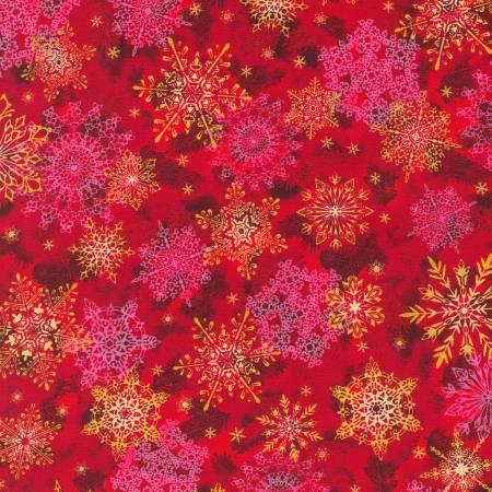 Snowflakes Red 108" Wide Back