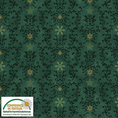 Star and Sprinkle Green/Gold Damask