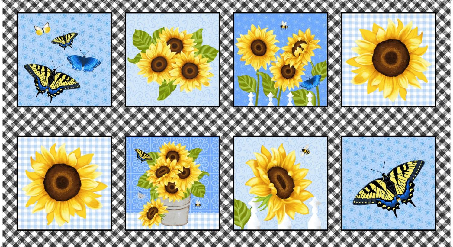 Sunny Sunflowers Multi Big Blocks Panel