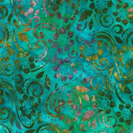 Swirls - Aquamarine Sun Forest Batik