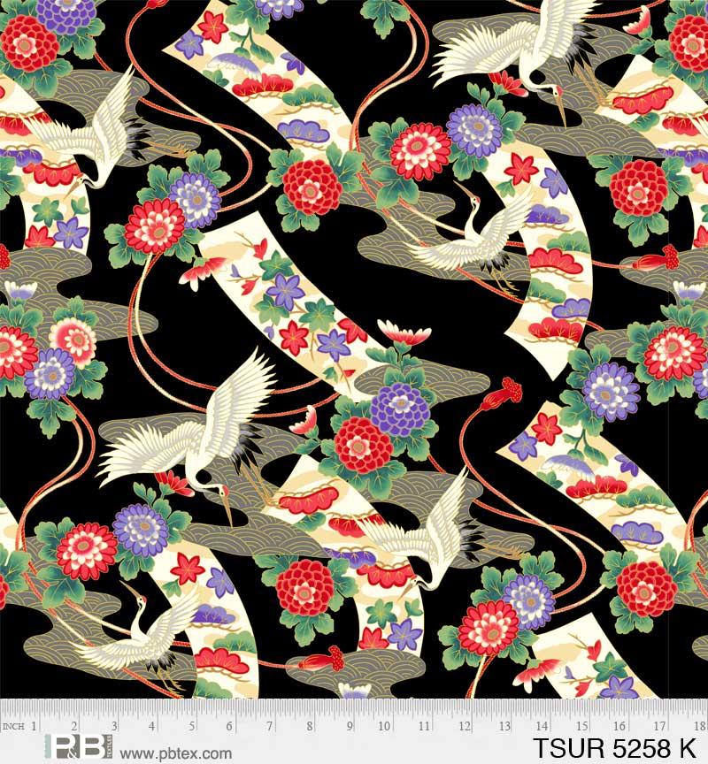 Tsuru_ Dancing Cranes Floral Small