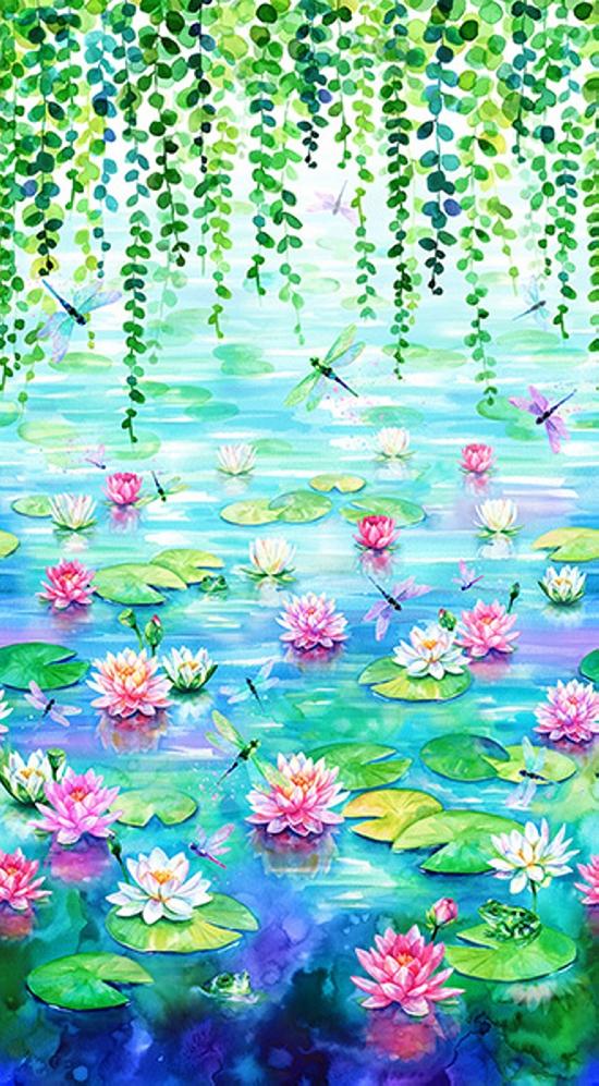 Wading With Water Lilies- Water Lily Print